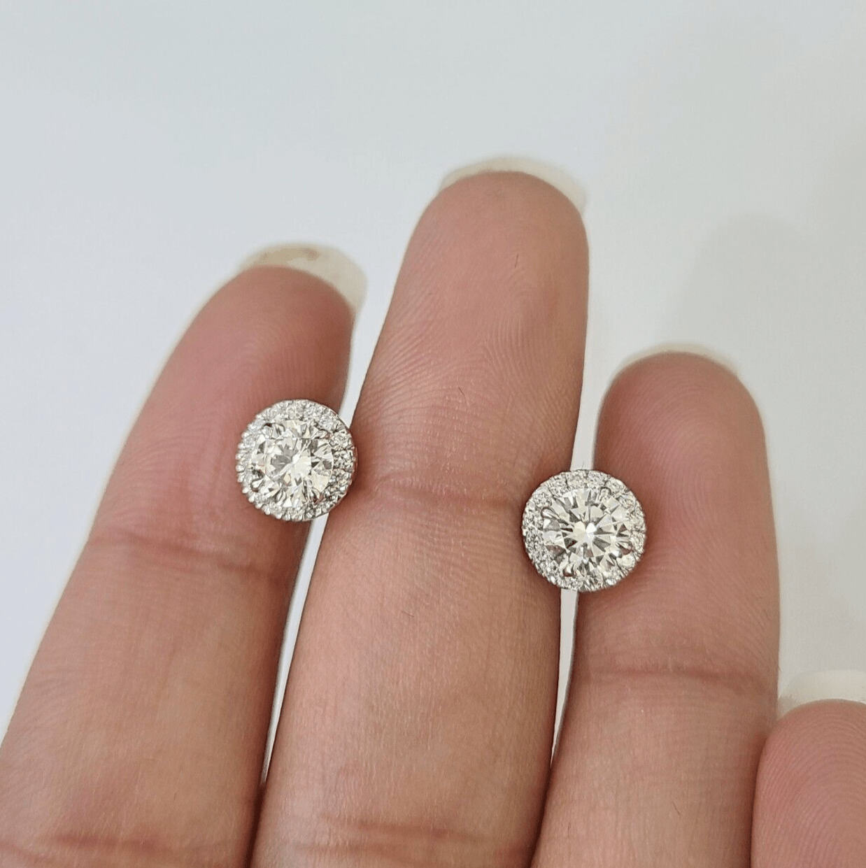 14k Yellow gold Square Earrings Diamond screw - back Lab Created Women Men Studs - GoldenlinQ